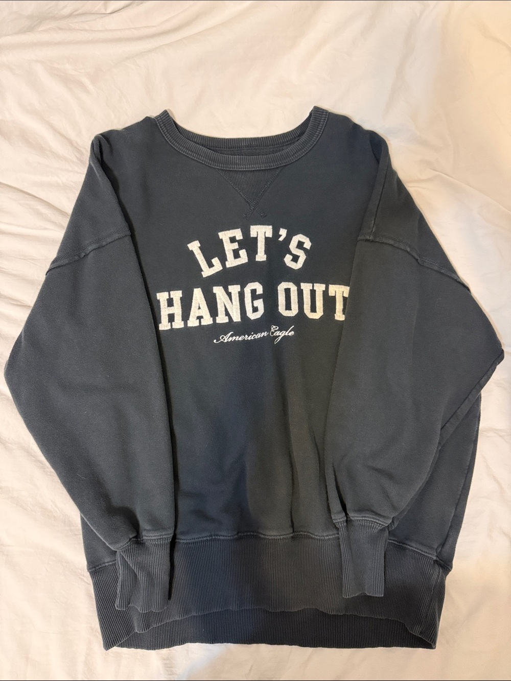 American Eagle Outfitters Black 'LET'S HANG OUT' Crewneck Sweatshirt